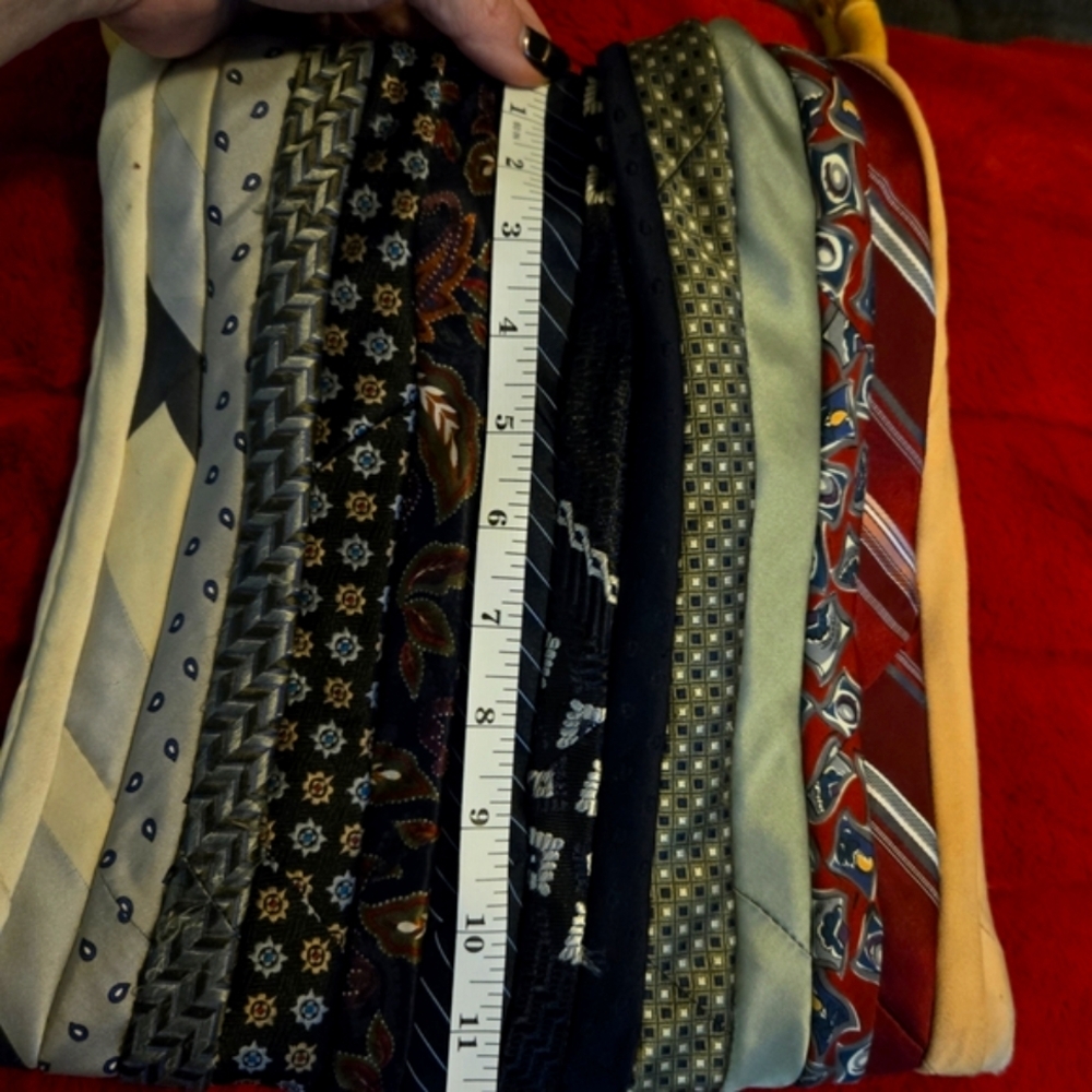 a. Neck Tie Patchwork Upcyled Handbag w/ Bamboo Hoop Handles BOHO BADU FABULOUS - Picture 7 of 15